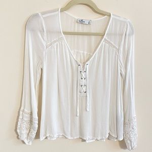 Hollister Crochet White Blouse Size Small